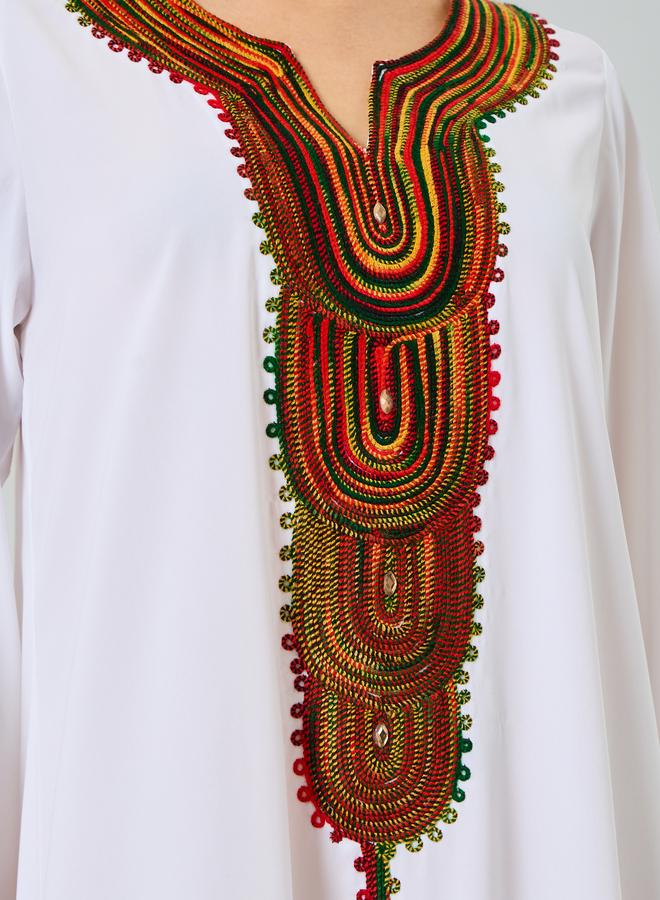Maxim Creation White Embroidered A-Line Jalabiya - Image 3